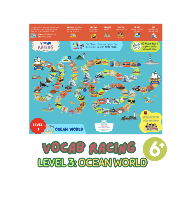 Cờ VOCAB RACING (Level 3: OCEAN WORLD, 6+ tuổi)